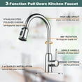 thumbnail image 5 of Wowow Pull Down Kitchen Faucet High Arc Single Handle Kitchen Sink Faucet in Polished Chrome, 5 of 5