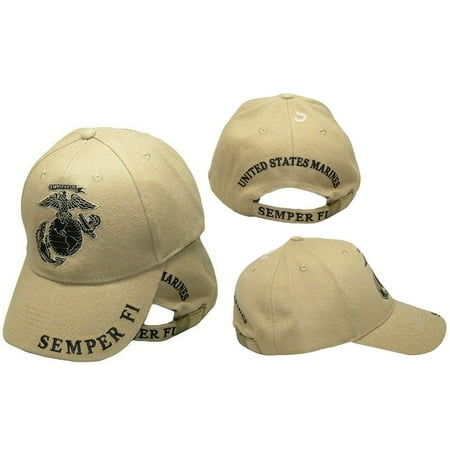 Khaki U.S. Marines USMC Marine EGA Logo Eagle Subdued Semper Fi Cap Hat