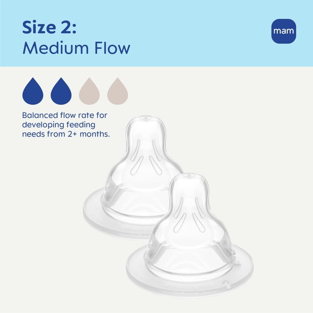 MAM Size 2 Medium Flow Bottle Nipple, 2+ Months, 2 Pack - Walmart