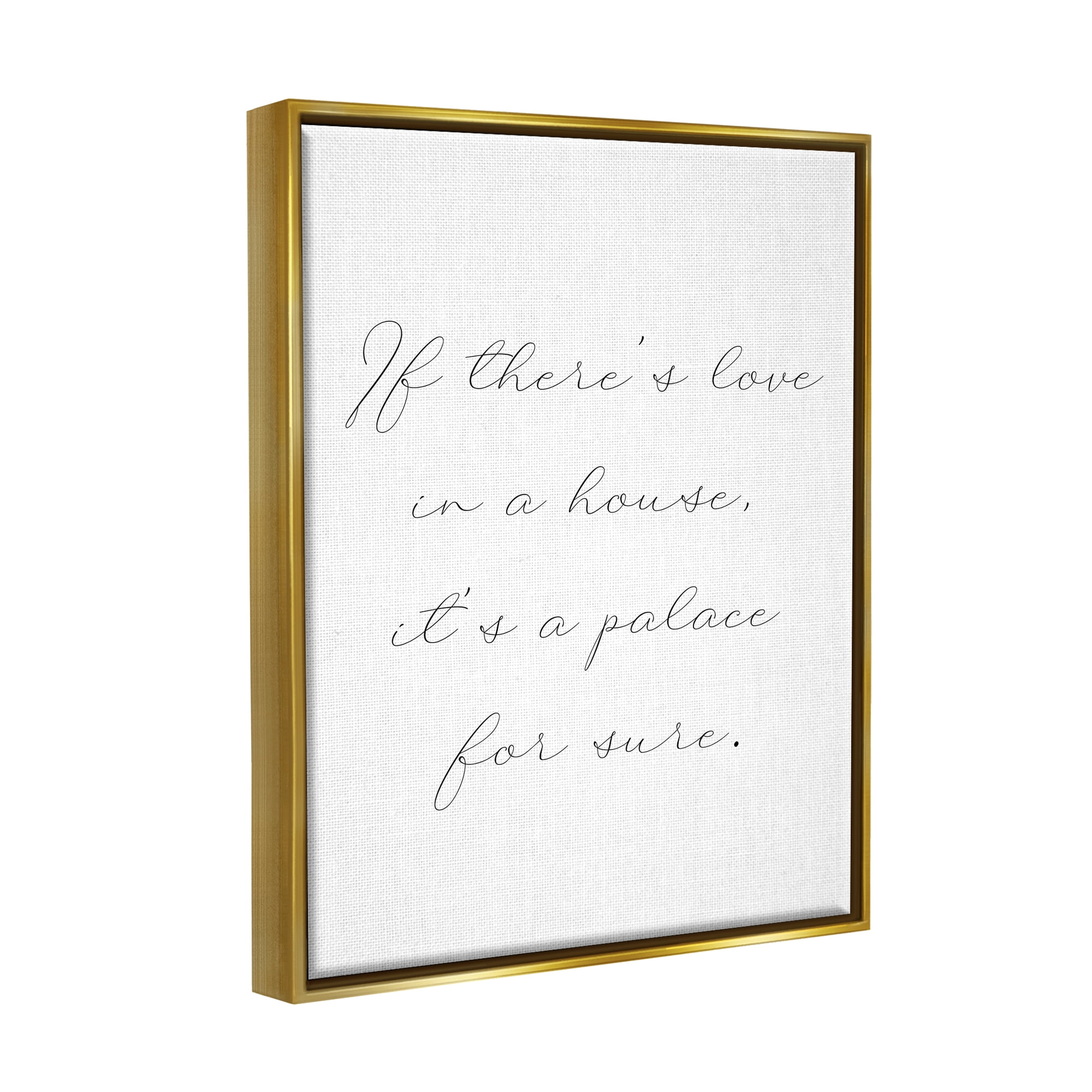 Stupell Industries Minimal Love In A House Inspirational Painting Gold Floater Framed Art Print Wall Art, 17 x 21