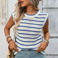 thumbnail image 4 of WHLBF Tank Tops for Women Sleeveless Stripe Casual Summer Round-Neck Shirt Blue XL, 4 of 9