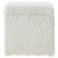 thumbnail image 5 of Posh Living Stanley Modern Faux Fur Fabric Cube Storage Ottoman in White, 5 of 8