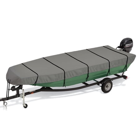 SavvyCraft® Heavy Duty Jon Boat Cover, Waterproof 600D Marine Grade Polyester, UV Resistant Trailerable Cover for Storage Mooring Trailering, Fits Jon Boats up to 16ft