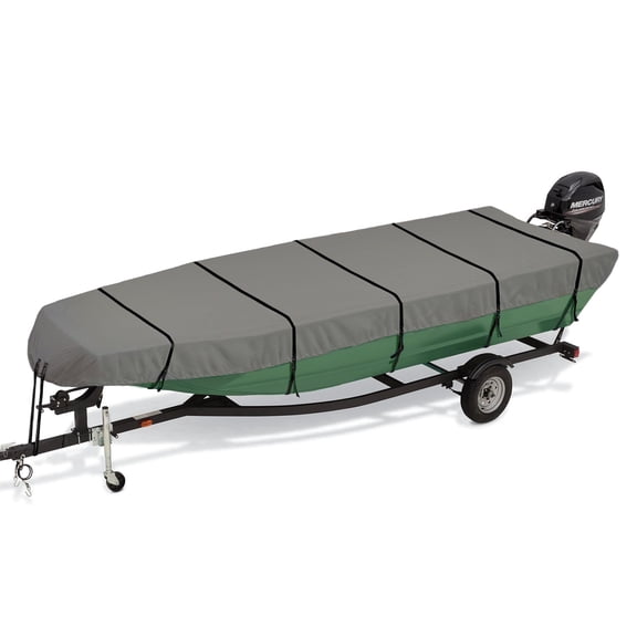 SavvyCraft® Heavy Duty Jon Boat Cover, Waterproof 600D Marine Grade Polyester, UV Resistant Trailerable Cover for Storage Mooring Trailering, Fits Jon Boats up to 16ft