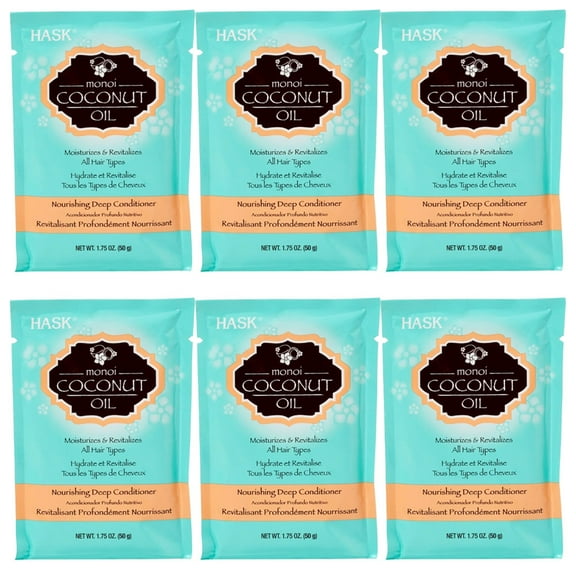 Pack of (6) HASK Nourishing Sulfate-Free Deep Conditioner with Monoi Coconut, 1.75 o