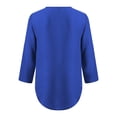 thumbnail image 4 of Holzkary Womens Half Zip V Neck Shirt Summer Half Sleeve Shirts Casual Loose Top Blouses T Shirts Women Ladies Clothing Loose Shirt Chiffon Zipper Long Sleeves Plus Size Tops Blue 4Xl, 4 of 7
