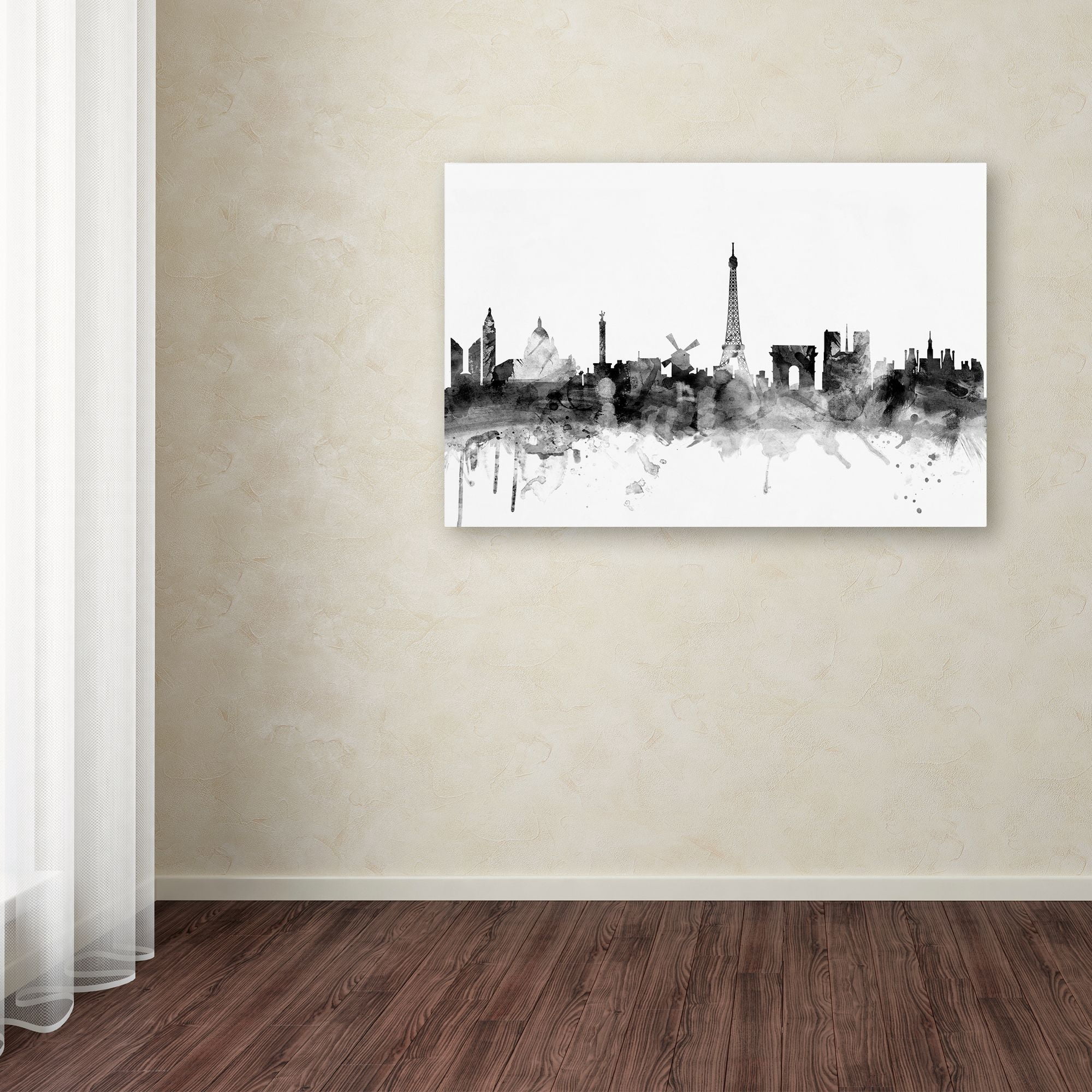 Trademark Fine Art "Paris France Skyline B&W" Canvas Art by Michael Tompsett