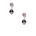 thumbnail image 2 of Delight Jewelry Silvertone Hot Pink Dots on Black Spinner Pink Crystal Clip on Earrings, 2 of 5