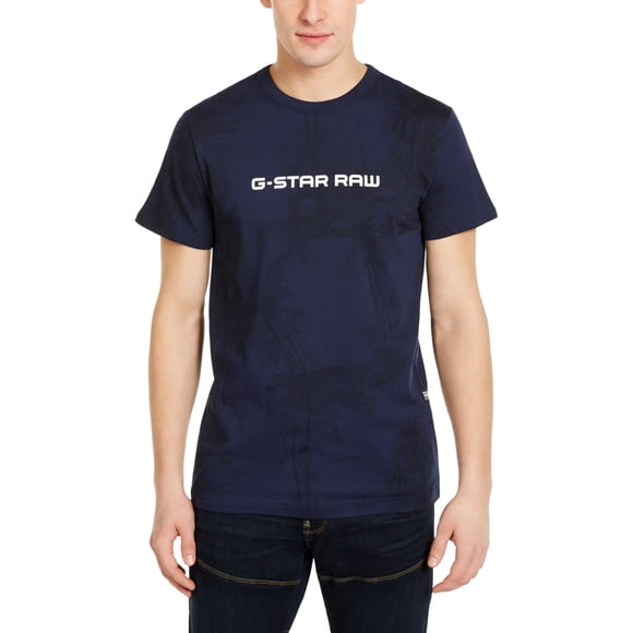 G-Star T-Shirt Logo Tropical Tonal Rodis pour Hommes, Marine, Moyen
