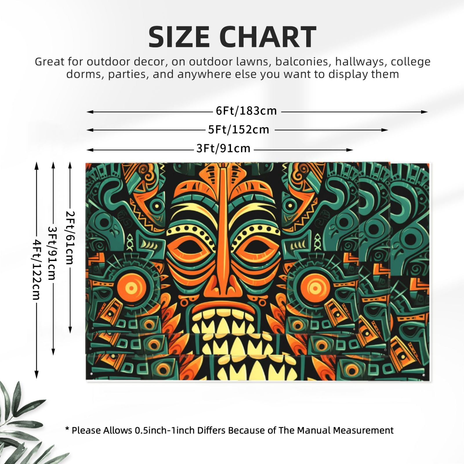 Hawaiian Tiki Tribal Retro Four Hole Decorated Banner Flag for Garden Yard Home Decoration Indoor Outdoor 4x6 Ft