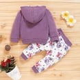 thumbnail image 3 of TAIAOJING Baby Girl Clothes Summer Toddler Long Sleeve Letter Print Hoodie Top+Floral Pants Summer Outfits 12-18 Months, 3 of 9