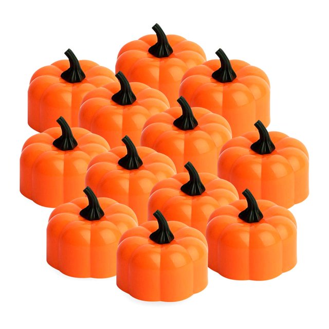 Vela De Té De Calabaza, Vela Electrónica Multiusos, Luz Parpadeante De Calabaza Alimentada Por Batería Para Decoración De Fiestas En El Hogar12 Uds Vogacara HA014666-00