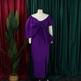 thumbnail image 4 of AURA Plus Size Women Sexy V Neck Big Bow High Waist Split Maxi Party Dress Elegant Bodycon Evening Gown, 4 of 8