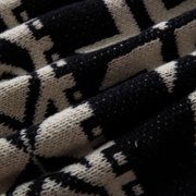 Men's Thickened Argyle Knit Sweater Coat Long Sleeve Lapel Collar V Neck Button Down Color Block Cardigan Outerwear Beige L