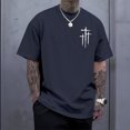 thumbnail image 5 of Yopmin Cross Shirts for Men Crew Neck Cross Print Spanish Bible T-shirt Short Sleeve Oversized Casual Tops for Vacation Everyday Wear, 5 of 7