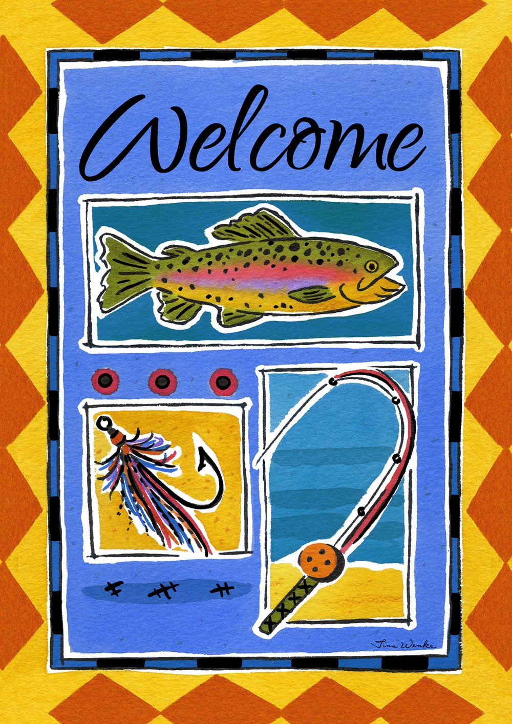 Toland Home Garden Rainbow Trout Welcome Fish summer Flag Double Sided ...