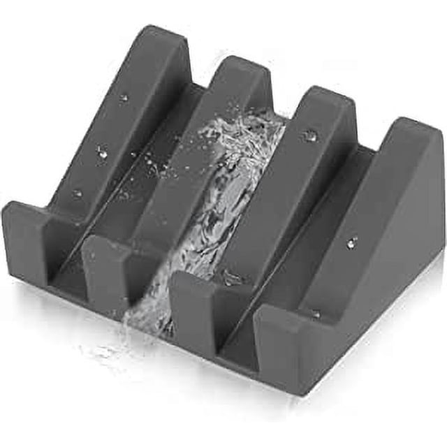 Jinsinto Soap Dish - Modern Silicone Soap Dish - Anti-Rust - Inclined Surface with Water Drain to Better Store Soap - Original Soap Box for Bathroom or Kitchen