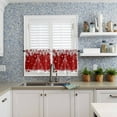 thumbnail image 6 of Christmas Kitchen Curtains and Valances Set, Rod Pocket Curtains Tier Farmhouse Window Curtains 36 Inch Length, Red Winter Pine Tree Silver Leaves Snowflake 3 Piece Kitchen Curtains Set, 6 of 6