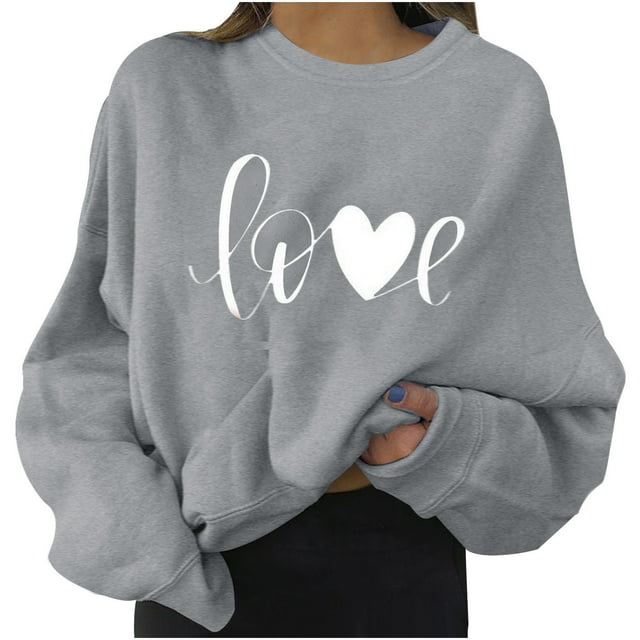 Ketyyh-chn99 Chandail à Col Rond pour Femmes, Chandail Décontracté à Manches Longues pour Femmes, Hauts Surdimensionnés, Chandails Décontractés Gris, P