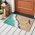 thumbnail image 5 of Life Is Washable Small Entryway Area Rugs 2'x3', Better at The Beach Ocean Seaside Starfish Teal Beige Low Pile Throw Rug Non-Slip Sturdy Edge Binding Carpet for Front Door Floor Room Entry, 5 of 9