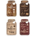 thumbnail image 1 of Juego de 4 tarros de cristal para decoración de pared de cocina y barra de café. Letrero de madera para colgar. "El café es una buena idea"., 1 of 7