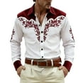thumbnail image 3 of Mens Shirts Carnival Printed Long Sleeve Button Lapel Top Casual Western Cowboys Theme Classic Comfortable Shirt for Men XL, 3 of 5