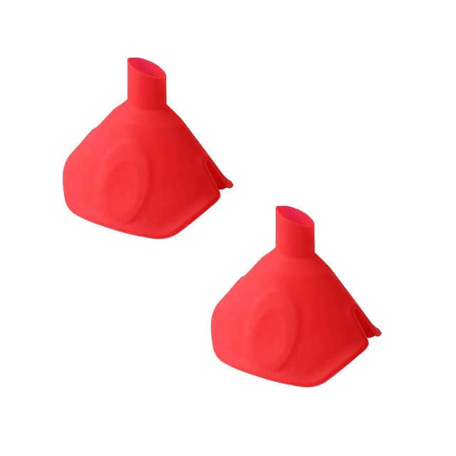 Oleegame 2PC Multi Functional Silicone Funnel And Hot Pot Clip Heat Bowl And Dish Clip With Small Aperture Kitchen Tool Red
