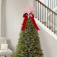 thumbnail image 4 of Dmlowu Christmas Tree Topper Hat - Large Xmas Tree Topper with Striped Bow Ribbon, Hollowed Christmas Tree Toppers for Holiday Party Home Decor, 8x8.6 inch, 4 of 10