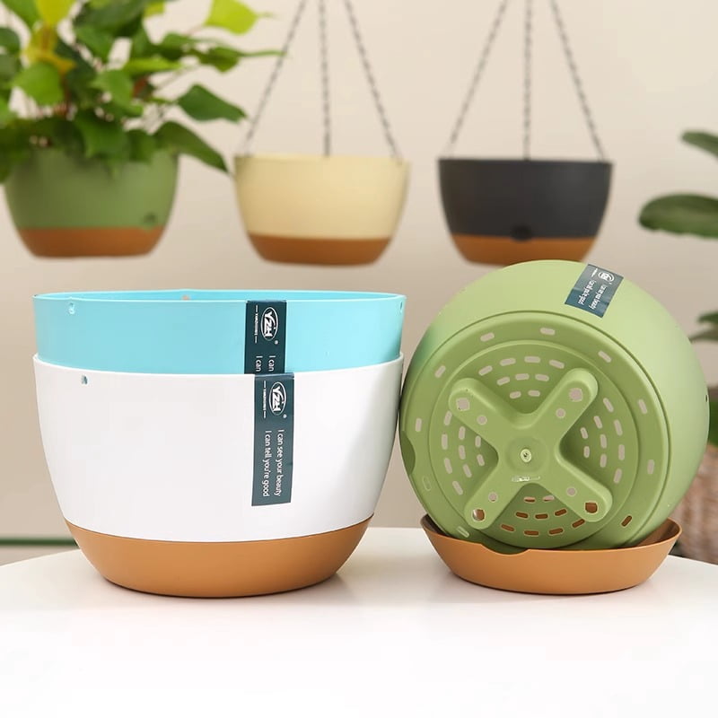 Hanging Planter Pots with Chains, Self-Watering Baskets for Indoor & Outdoor Plants