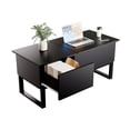 thumbnail image 4 of Strafriture Mesa de Centro para Sala con Elevación con cajones de Almacenamiento, 102x45x46cm Ideal como Mesa para Cafe o Mesa Auxiliar, Negra, 4 of 12