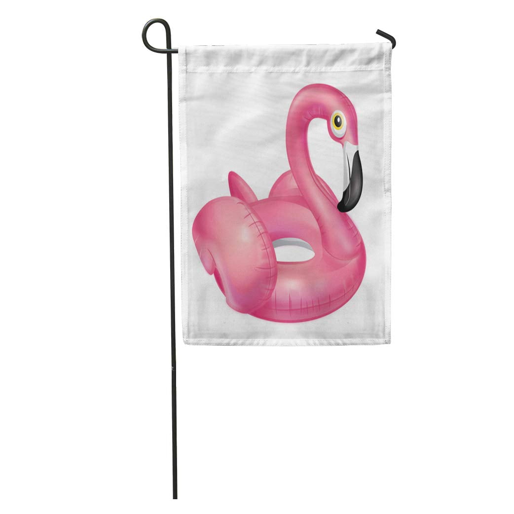 KDAGR Pink Pool Flamingo Float Fun Party Water Holiday Playful Relax Garden Flag Decorative Flag House Banner 12x18 inch