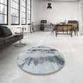 thumbnail image 3 of Ahgly Company Indoor Square Abstract Metallic Silver Gray Abstract Area Rugs, 4' Square, 3 of 6
