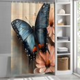 thumbnail image 3 of Blue Butterfly Pink Flowers Fabric Shower Curtain Watercolor Painting Washable Shower Curtains for Bathroom, Waterproof Bath Curtain with Hooks Home Decor 72x72in, 3 of 8