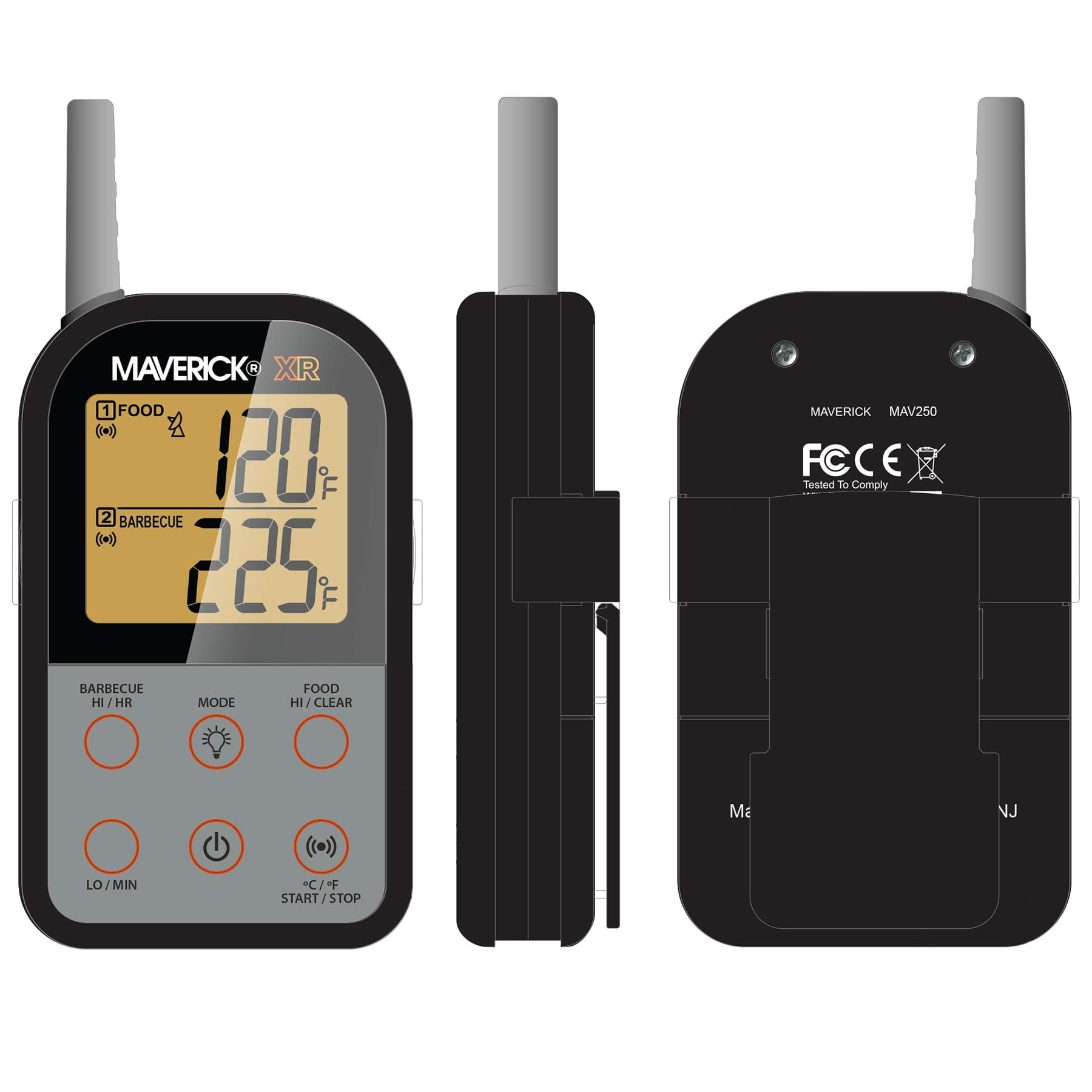 Maverick Remote Extended Range Thermometer with New Insta-SYNC Technology – Wireless BBQ Meat Thermometer for Remote Monitoring Up to 500 Ft – Receiver, Transmitter & Food Probe for Grill, Oven or S