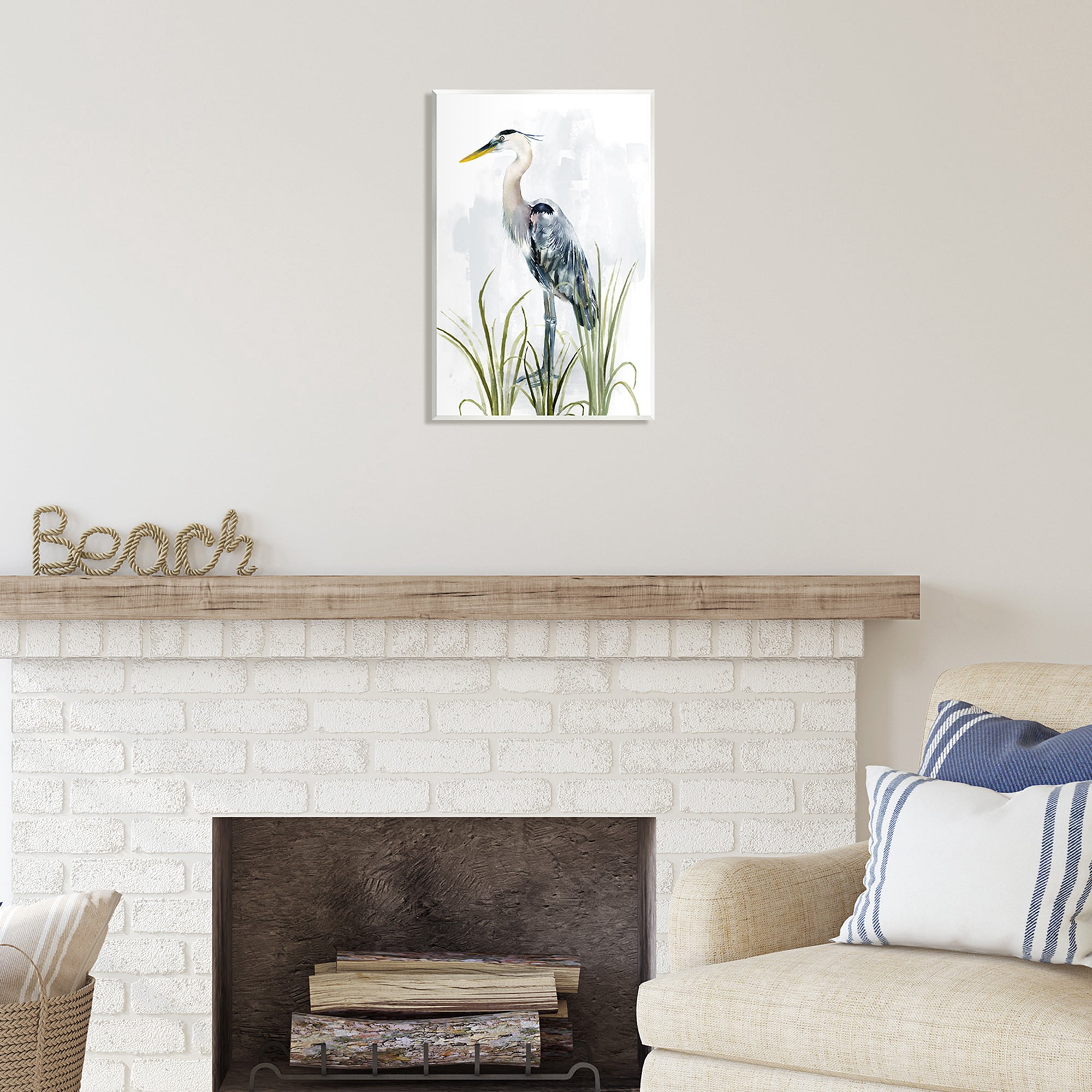 Stupell Industries Shore Bird Looking Left Animals & Insects Painting Unframed Art Print Wall Art, 13 x 19