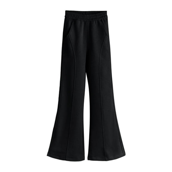 Kids Flare Sweatpants Black Pants for Girls Basic Girls Athletic Joggers Wide Leg Pants with Pocket Sweatpants Girls 5-6 Years