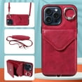 thumbnail image 2 of Crossbody Wallet Back Case for iPhone 14 Pro Max with Card Holder, Vintage Premium PU Leather Case with Long Shoulder Strap, Purse Shockproof Flip Phone Cover for iPhone 14 Pro Max, Red, 2 of 12