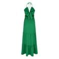 thumbnail image 3 of BRGZLK Womens Sleeveless Maxi Dress Summer Slim Straps V Neck Ruffle Flowy Dresses Comfy Casual Solid Color Backless Dress Green XXL, 3 of 4