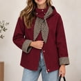 thumbnail image 4 of Alkepwun Detachable Hooded Jackets for Women Plaid Lining Inside Hood and Cuffs Zip Up Snap Button Loose Fit Casual Jacket with Pockets for Daily Wear Outdoor Activities, 4 of 7