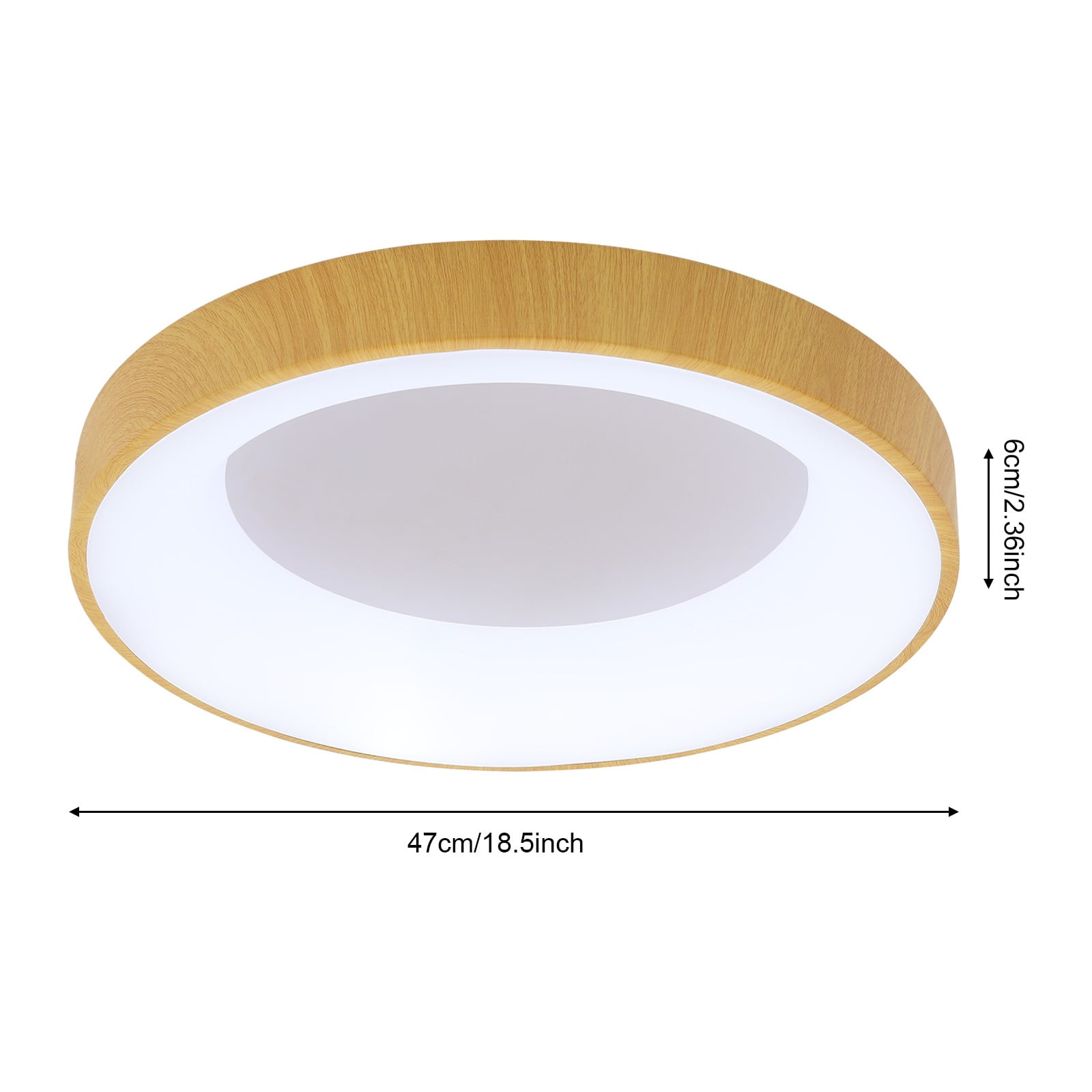 36W 6*47cm Round Ceiling Light Fixture Wood+White  Minimalist Round Ceiling Lamp for Bedrooms Kitchens Study Rooms