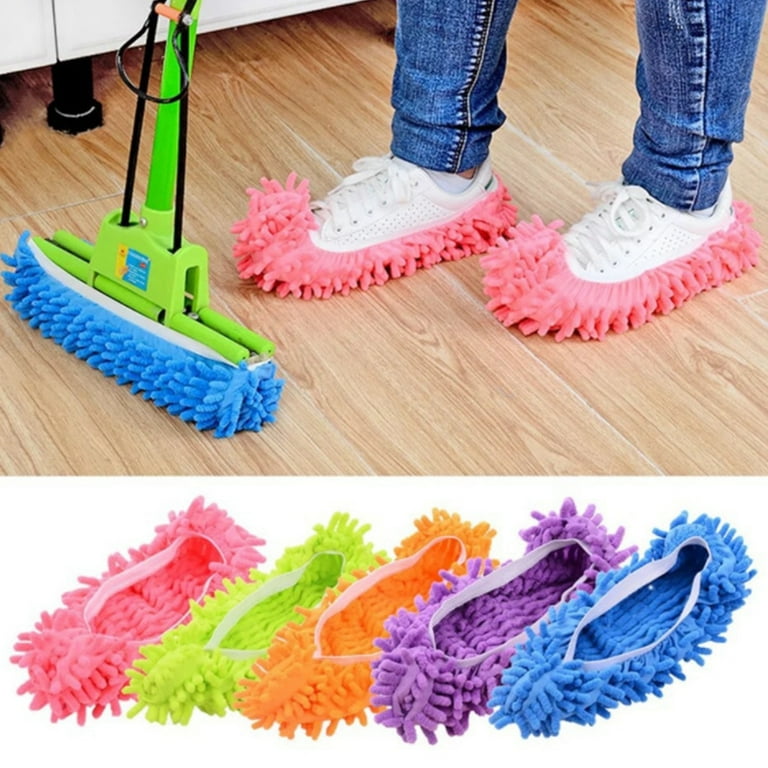 Warkul 2Pcs 10Pcs Bathroom Kitchen Cleaner Mop Fuzzy Slipper Floor Cleaning Shoe Cover