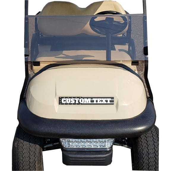Black and Grey American Flag Club Car Precedent Golf Cart Front Name Plate. Fits Club Car Precedent Carts. Custom Made in The USA!! (Black and Grey Flag w/Custom Text)