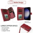 thumbnail image 4 of Dswteny Argyle Wallet Case for Samsung Galaxy Z Fold 5 5G 2023 with Wrist Strap Shoulder Strap Flip Credit Card Holder Stand Accessories Cell Phone Cover for ZFold5 Z5 G Fold5 5Z Women Girls Red, 4 of 7
