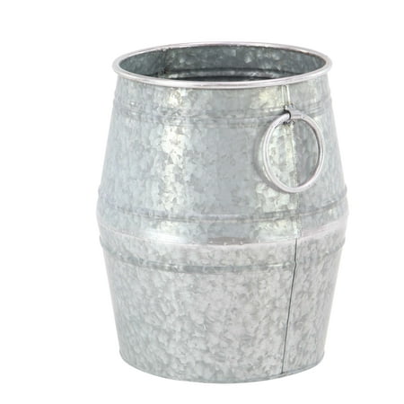 Carnelian Barrel - Decmode Farmhouse Large Galvanized Metal Barrel Planters - Set of 2