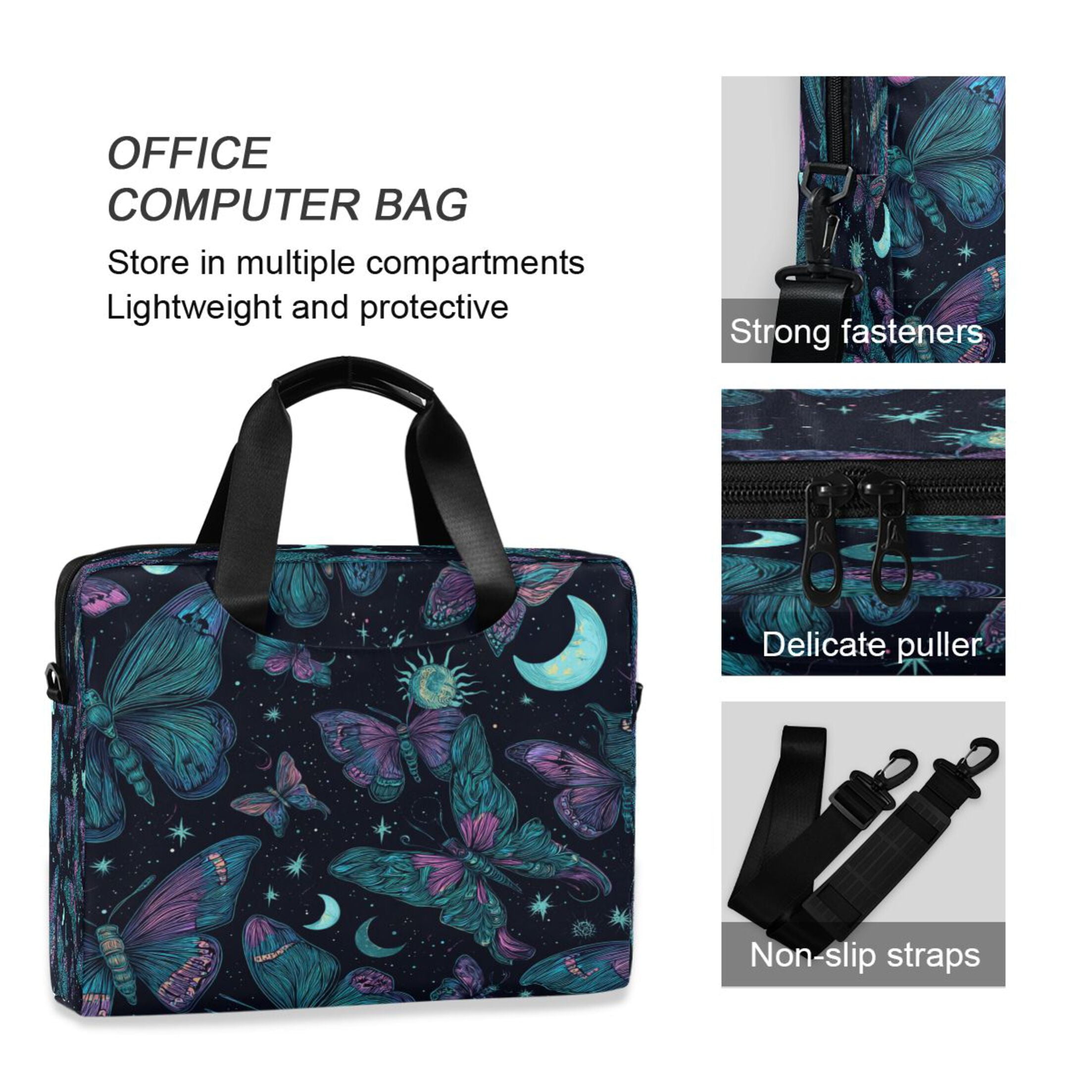 Laptop Bag Laptop Briefcase 15.7 x 3 x 11.8 Inches Laptop Bag Briefcases Laptop Storage Travel Laptop Bag Work Laptop Bag Green Butterfly