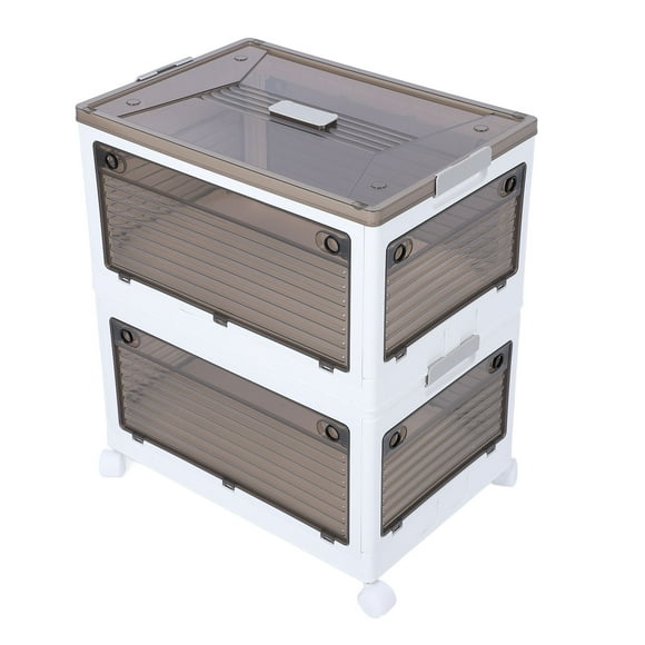 Storage Bins with Lids, Folding Storage Box with Wheels, Collapsible Plastic Storage Bins for Closets, Stackable Storage Organizer, Drawer Storage Containers for