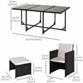 thumbnail image 2 of 11 Piece Patio Dining Set, Rattan Chairs with Tempered Glass Table & Ottoman, Space Saving Wicker Sectional Conversation Set with Removable Cushions, Outdoor Furniture for Backyard Garden Deck, 2 of 6