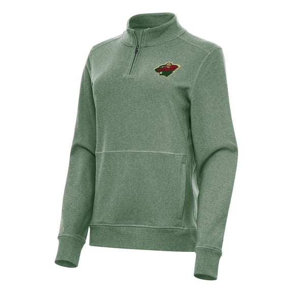 Women's Antigua Hunter Green Minnesota Wild Crush Quarter-Zip Fleece Sweatshirt