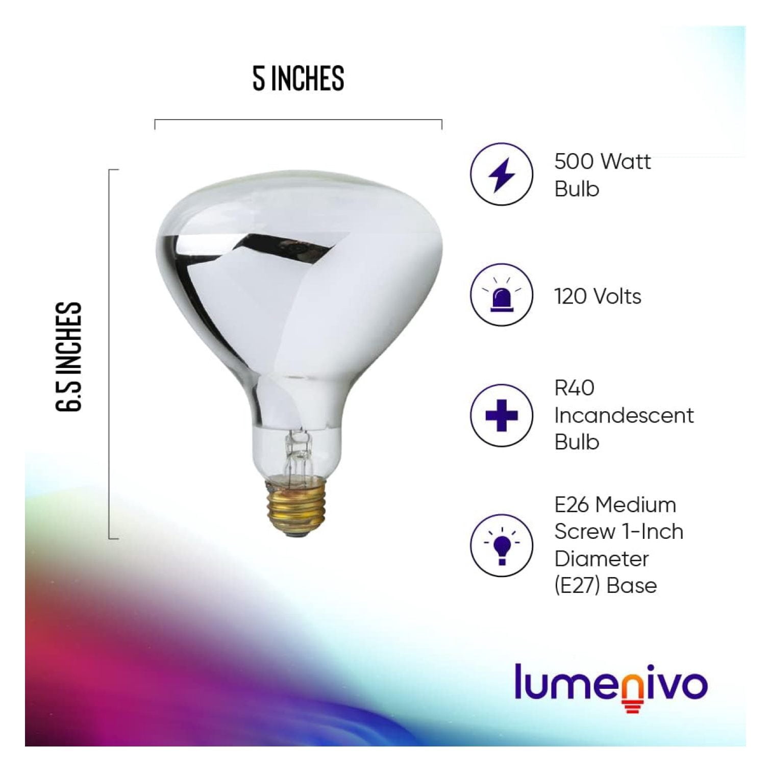 R40 500 Watt Pool Bulb Replacement for R40FL500/HG Incandescent Flood Reflector Inground Pool Light Perfect for Night Swimming - E26 Medium Screw Base - Frosted Glass - 120V
