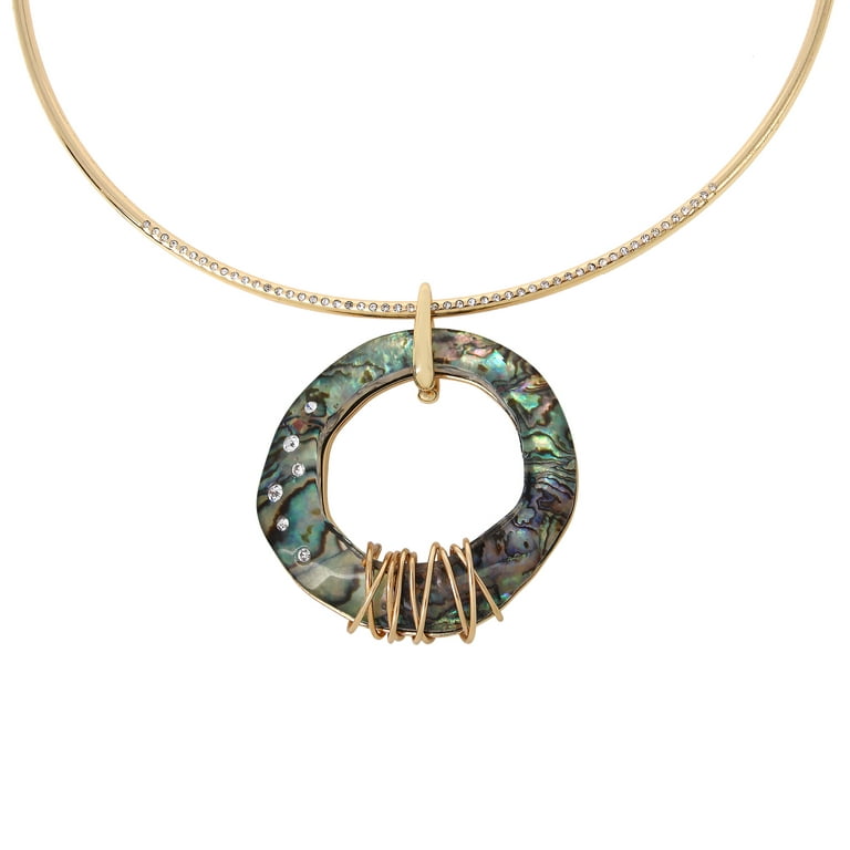 Robert Lee Morris Soho Abalone Pendant Gold Wire Necklace, 17